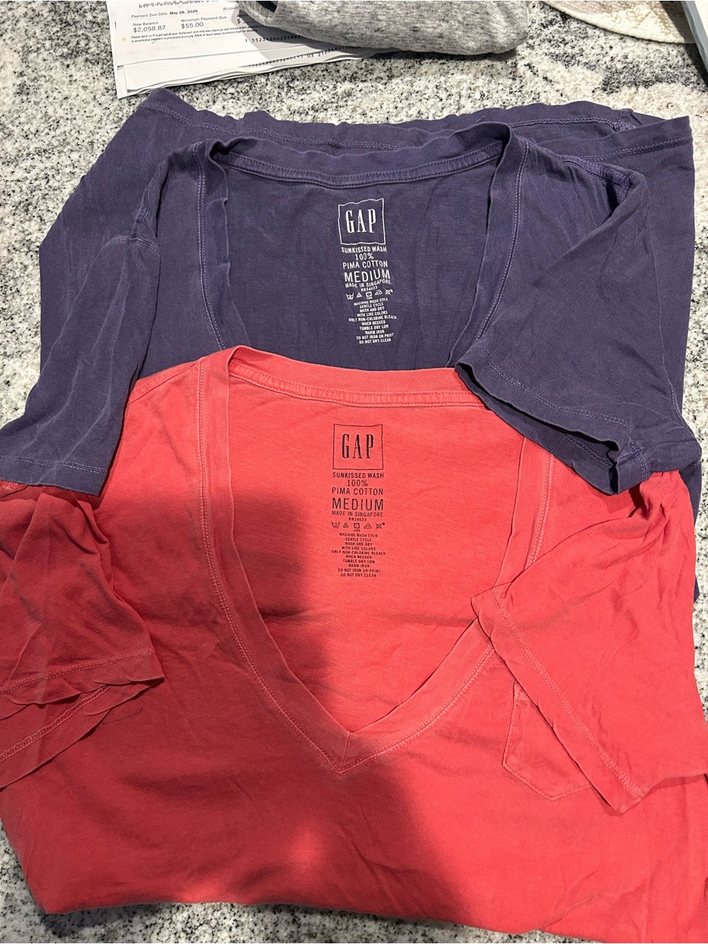 GAP Women's V-Neck Tee Set - Purple & Coral